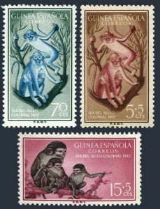 Spanish Guinea 343,B35-B36,MNH. Monkey 1955.Red-eared Guenons.