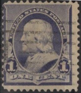 US 219 (used) 1¢ Benjamin Franklin, dull blue (1890)