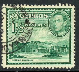 CYPRUS 1951 KGVI 1 1/2pi KYRENIA HARBOR Scott No. 165 F-VF Used