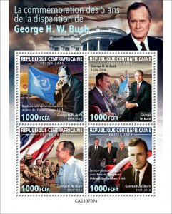 C A R - 2023 - George H W Bush - Perf 4v Sheet - Mint Never Hinged