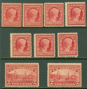 EDW1949SELL : USA 1909 #367(7x), 369(2x) Mint Never Hinged. Catalog $107.00.