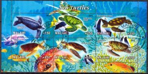 {g1633} Malawi 2012 Turtles sheet Used / CTO Cinderella