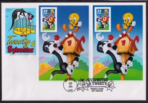 1998 Tweety & Sylvester Sc 3204c 3205c perf & imperf House of Farnam cachet