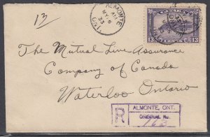 Canada - May 16, 1933 Almonte, ON Registered Domestic Cover