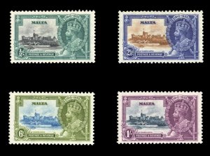 Malta #184-187 Cat$22, 1935 Silver Jubilee, complete set, lightly hinged