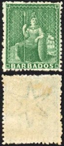 Barbados SG43 (1/2d) Green Wmk Star Rough Perf 14 to 16 M/M Cat 180 pounds