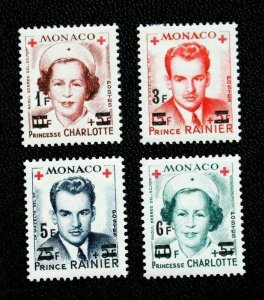 Monaco #288-291 MLH Prince Rainier & Princess Charlotte Red Cross 1951
