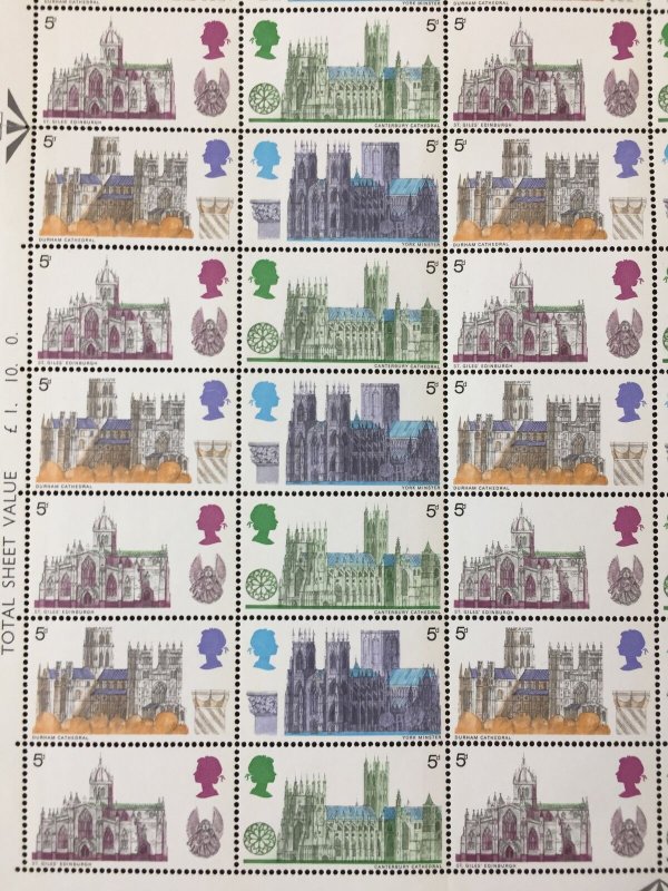 GB 1969 Architecture Cathedrals Sheet Folded MNH (72 Stamps) (B2263