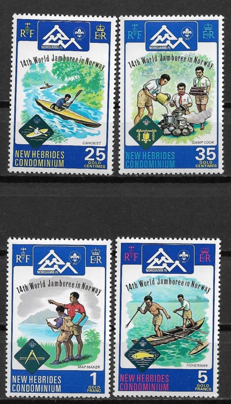 1975 French New Hebrides 216-219 Boy Scout Jamboree C/S MNH SCV$11.65