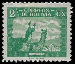 Bolivia #251 Unused HR; 2c Llamas (1939)