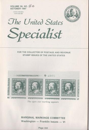 The United States Specialist:  Volume 58, No. 10  - October 1987