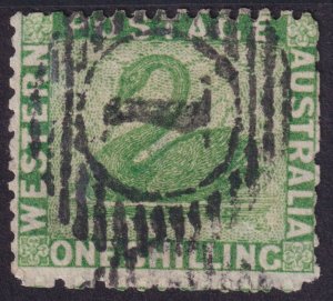 Western Australia 34a 1s sage green Swan UVG WMK#1 pf.12.5 single Awesome 1 4 U