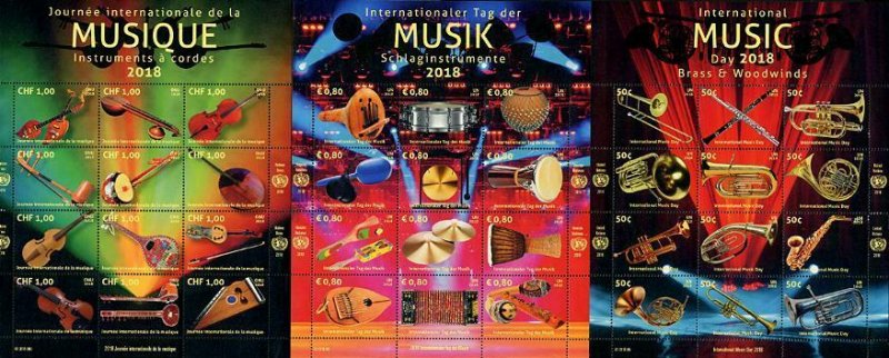 HERRICKSTAMP NEW ISSUES UNITED NATIONS Int'l Music Day 2018 Instruments Sheetlet