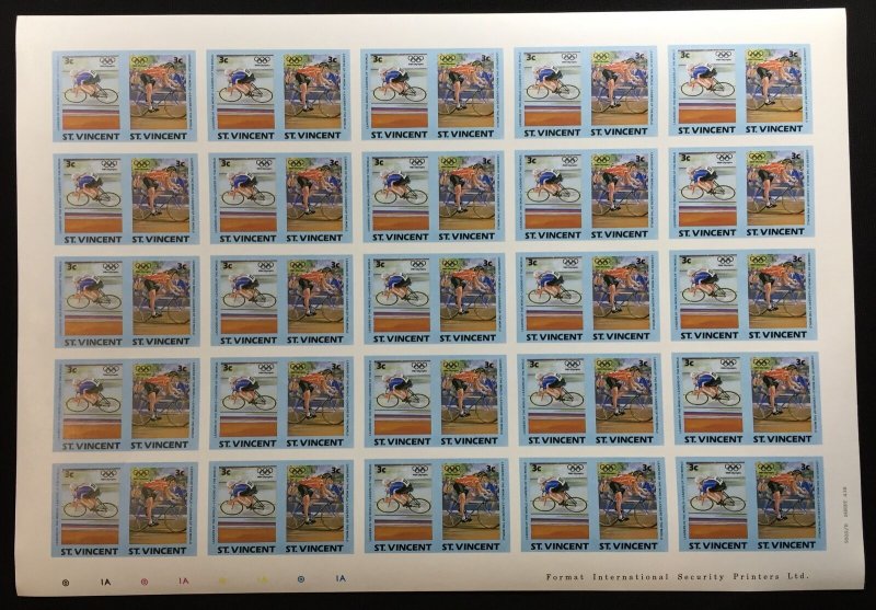 ST VINCENT Sport Cycling Olympics Sheets x 8 MNH (400 Stamps) BLK17