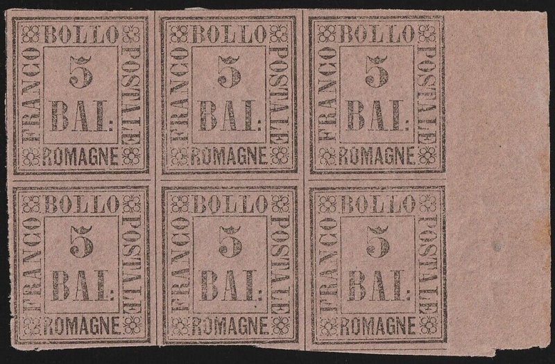 ITALY - Romagna 1859 type-set Provisional 5b block. Sass 6 cat €1605+.