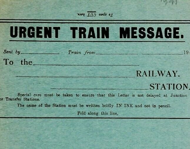 GB RAILWAY *Urgent Train Message* Unused Envelope Letter-Sheet c1941 Cover CZ93 