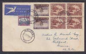 South Africa Sc 41/195 on 1954 Registered Air Mail Cover to Belfast, Maine