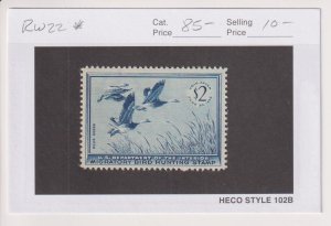 U.S.: Sc #RW22, $2.00 Federal Duck Stamp, Blue Geese, Mint-Hinged (S31005)