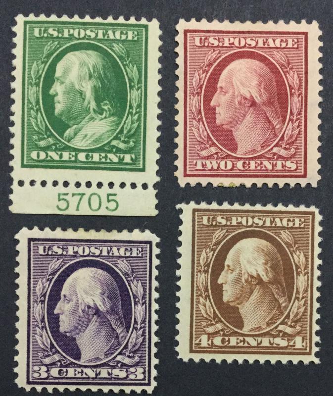 MOMEN: US #374-377 MINT OG H $60 LOT #476