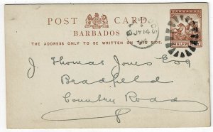 Barbados 1894 GPO cancel on local postal card