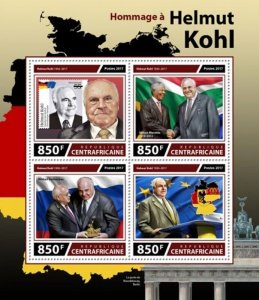 Central Africa - 2017 Helmut Kohl - 4 Stamp Sheet - CA17614a