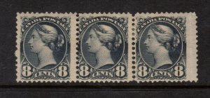 Canada #44 Mint Strip Of Three Hinged - Left Stamp Has Natural Bend