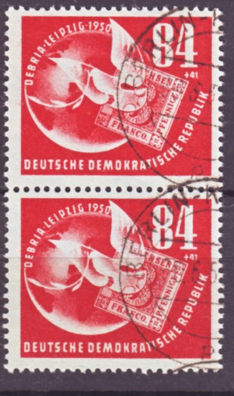 J22438 Jlstamps 1950 germay ddr pair used #b21 dove