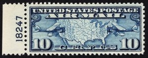 US C7 MNH VF 10 Cent Map and Planes