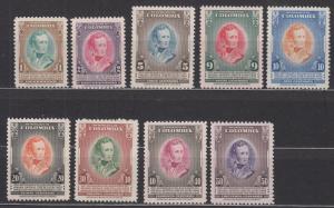 Colombia - 1946 Gen. A. de Sucre Sc# 528/536 - MNH (7257)