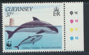 Guernsey  SG 504  SC# 444 MNH  WWF Marine Life Porpoise 1990  see scan     