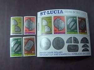 ST. LUCIA # 355-358a-MINT NEVER/HINGED---COMPLETE SET + SOUVENIR SHEET---1974