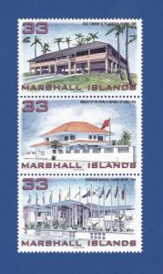 MARSHALL ISLANDS 1998 COMPLETE MINT SET OF 3, NEW BUILDINGS IN SC #669