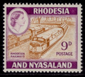 RHODESIA & NYASALAND QEII SG24a, 9d orange-brown & reddish violet, NH MINT.