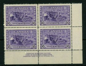 #261 Munitions War Issue LR plate block VF MNH Cat $360  Canada mint 