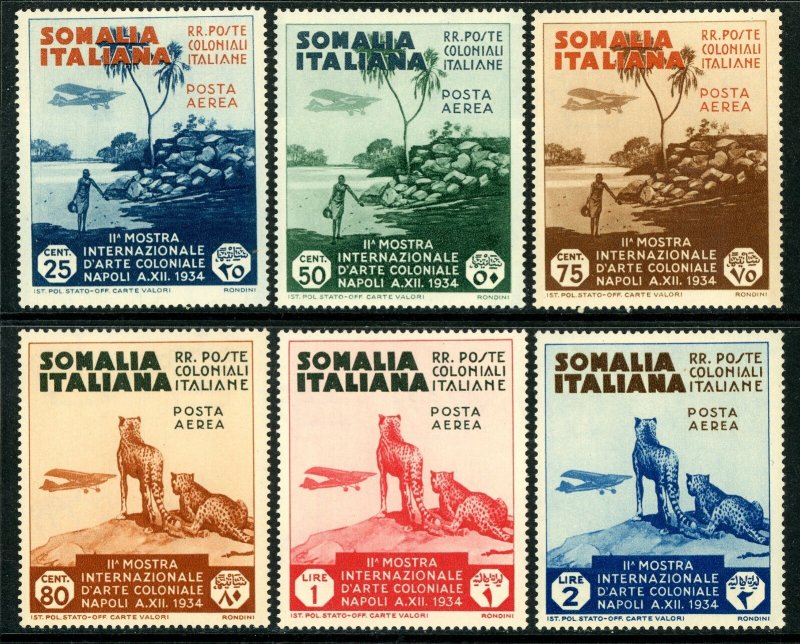Italy 1934 Somalia Colonial Art Expo Airmail Set Scott #C1-C6 Mint T534