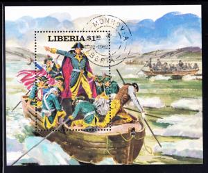 Liberia used 1981 #911 Souvenir sheet $1 Washington crossing the Delaware