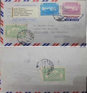 D)1961, AFGHANISTAN, LETTER SENT TO SOUTH AMERICA, AIR MAIL, WITH STAMPS BANDE