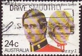 Australia 1981 Sc#804, SG#821 24c Charles & Diana Wedding USED-VG-NH.