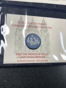 The Royal Wedding First Day Cover Stamp with Wedgewood Cameo Charles & Diana 