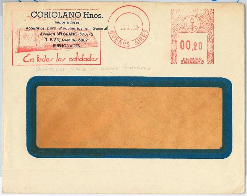 61486 - ARGENTINA - POSTAL HISTORY - RED MECHANICAL POSTMARK on COVER: INDUSTRY