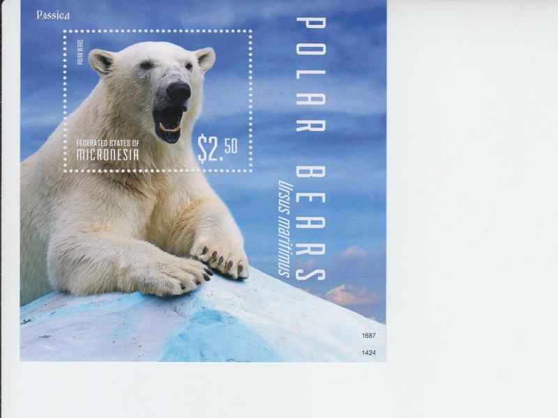 2014 Micronesia Polar Bear SS (Scott 1093) MNH