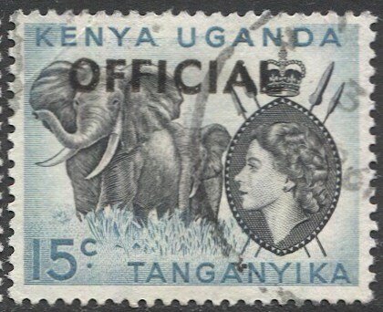 TANGANYIKA  1959 Sc O3 15c Used VF  Official stamp, Elephant
