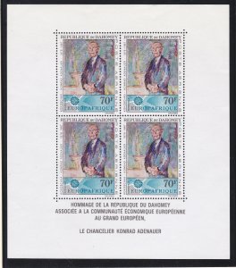 Dahomey # C58a, Konrad Adenauer Painting, Souvenir Sheet, Mint NH, 1/2 Cat.