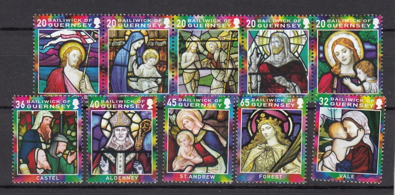 Guernsey 2005 Christmas Window, set of 10 Mint NHM