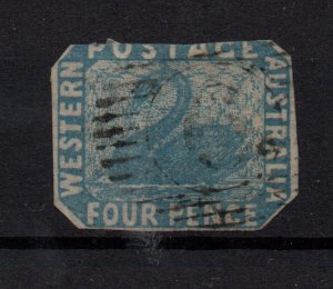 Western Australia 1854 4d blue SG3A fine used Cut to Shape WS36305