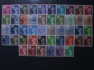 SCOTLAND-1971-SMH1//63  46 DIFFERENT ELIZABETH II RARE USED STAMPS  EST. $66