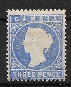 GAMBIA SG14Bc 1880 3d PALE DULL ULTRAMARINE WMK UPRIGHT MTD MINT