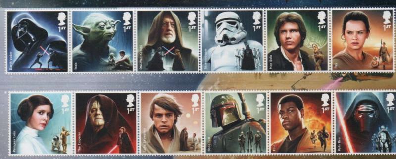 Great Britain Sc 3435-46 2015 Star Wars stamp set mint NH