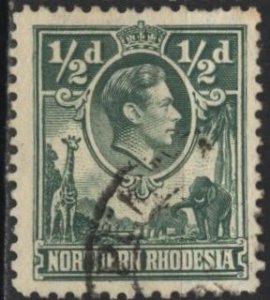 Northern Rhodesia 25 (used) ½p George VI, green (1938)