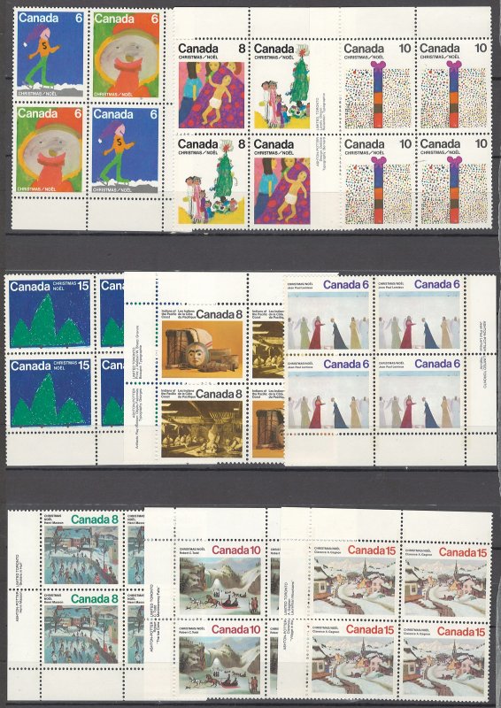 COLLECTION LOT OF #1513 CANADA 9 MNH BLOCK OF 4 1974+